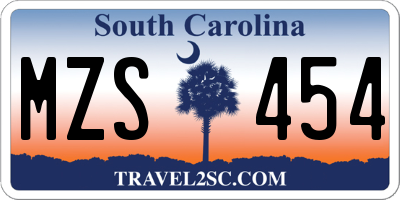 SC license plate MZS454