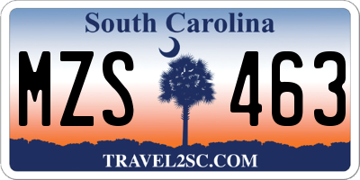 SC license plate MZS463