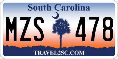 SC license plate MZS478
