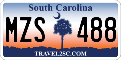 SC license plate MZS488