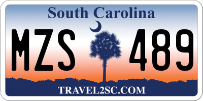 SC license plate MZS489