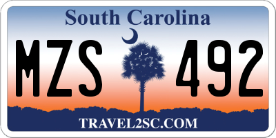 SC license plate MZS492