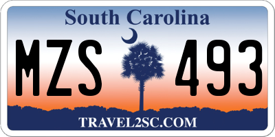 SC license plate MZS493