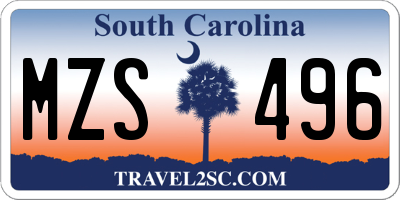 SC license plate MZS496