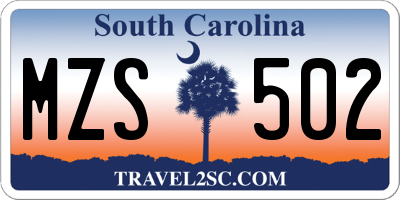 SC license plate MZS502