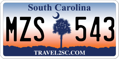 SC license plate MZS543