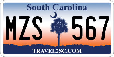 SC license plate MZS567