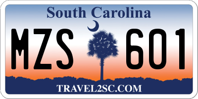 SC license plate MZS601