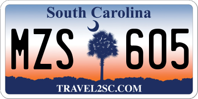 SC license plate MZS605