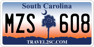SC license plate MZS608
