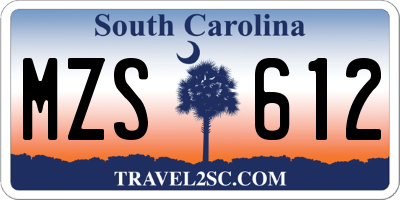 SC license plate MZS612