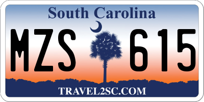 SC license plate MZS615