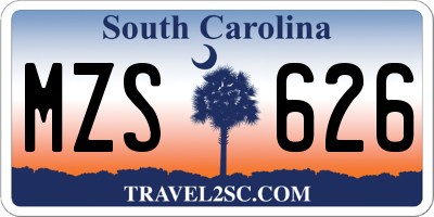 SC license plate MZS626