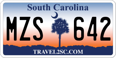 SC license plate MZS642