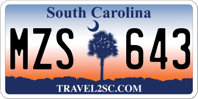 SC license plate MZS643