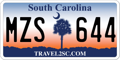 SC license plate MZS644