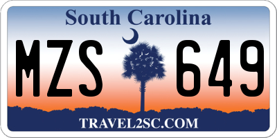 SC license plate MZS649