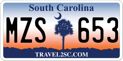 SC license plate MZS653