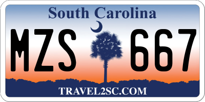 SC license plate MZS667