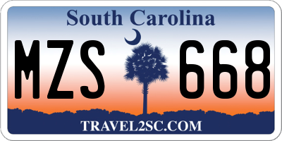 SC license plate MZS668