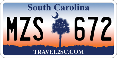 SC license plate MZS672