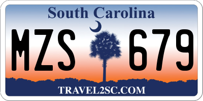 SC license plate MZS679
