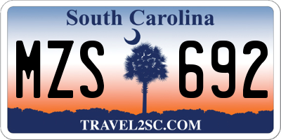 SC license plate MZS692