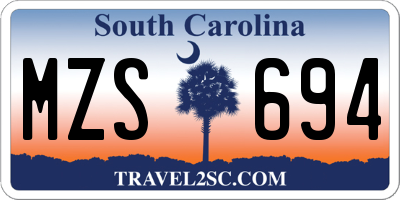 SC license plate MZS694
