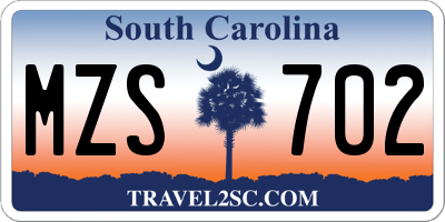 SC license plate MZS702