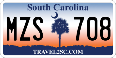 SC license plate MZS708