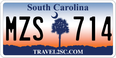 SC license plate MZS714
