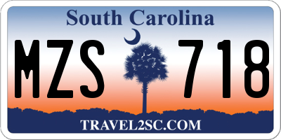SC license plate MZS718