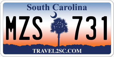SC license plate MZS731