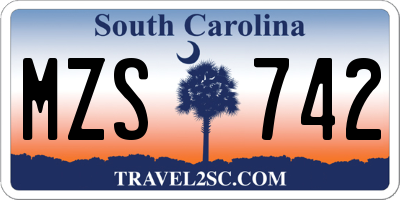 SC license plate MZS742