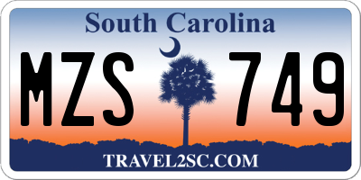 SC license plate MZS749