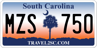 SC license plate MZS750
