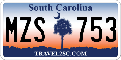 SC license plate MZS753