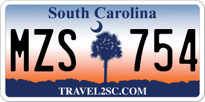 SC license plate MZS754