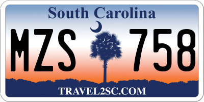 SC license plate MZS758