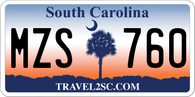 SC license plate MZS760