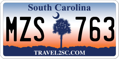 SC license plate MZS763
