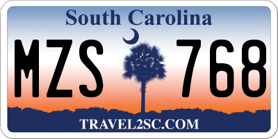 SC license plate MZS768