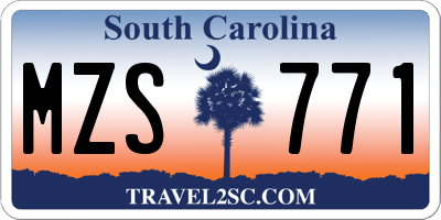 SC license plate MZS771