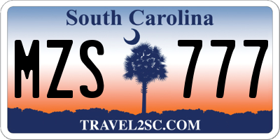 SC license plate MZS777