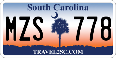 SC license plate MZS778