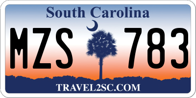 SC license plate MZS783