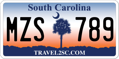 SC license plate MZS789