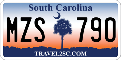 SC license plate MZS790