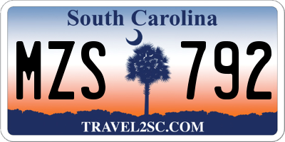 SC license plate MZS792