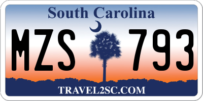 SC license plate MZS793